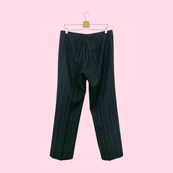 Y2K Black + Pink Pinstripe Office Pants (XL)