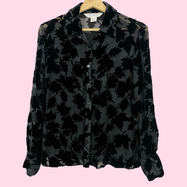 BLACK VELVET BURNOUT BLOUSE (S)
