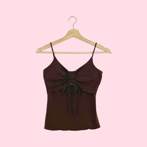 BROWN CINCHED BUST TANK TOP (S)