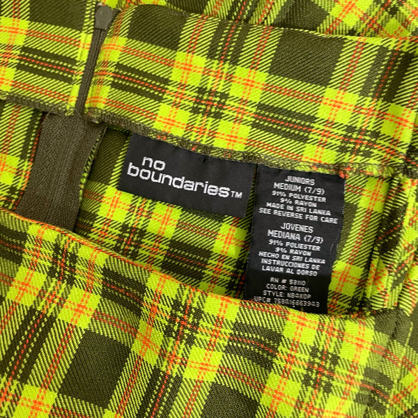 LIME GREEN PLAID DRESS (M)