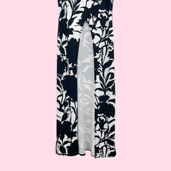 FLORAL PRINT OPEN FRONT MAXI TOP (M)