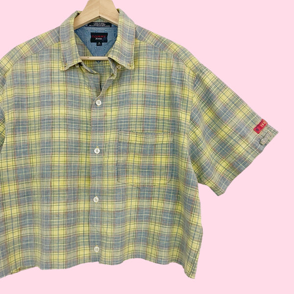 Y2K Tommy Jeans Plaid Cropped Button Up (M-XL)