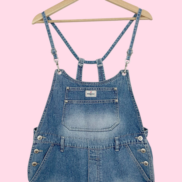 90S DENIM OVERALL SHORTS (L)