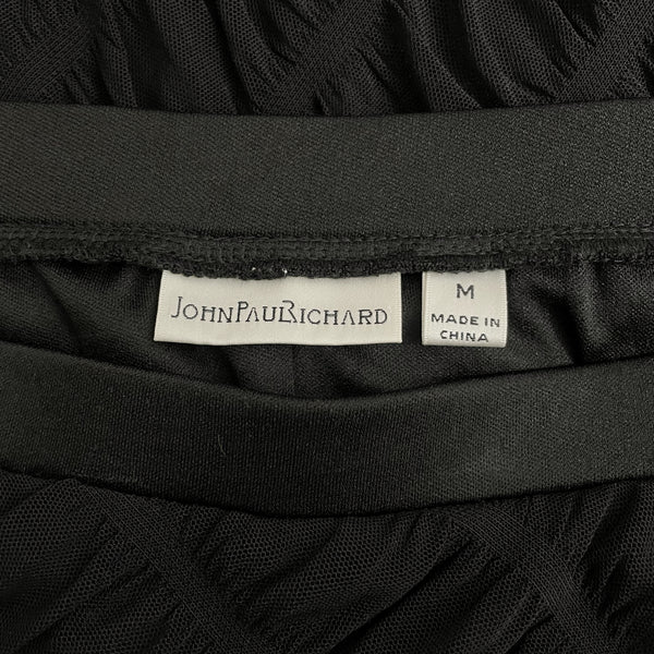 BLACK TEXTURED MESH MIDI SKIRT (M)