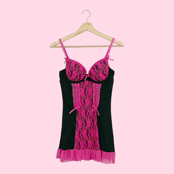 Y2K RAMPAGE BLACK + PINK BABYDOLL (S/M)