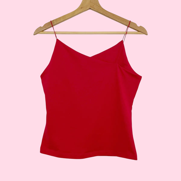 Y2K RED ASYMMETRICAL TANK TOP (M)