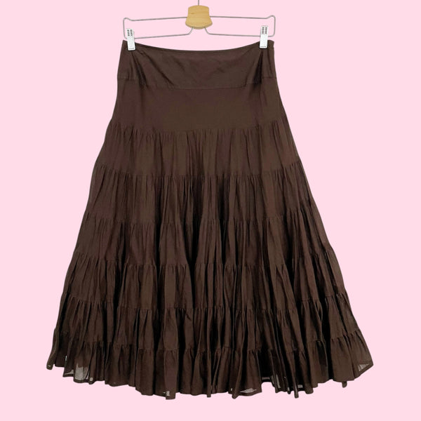 BROWN TIERED MIDI SKIRT (4)