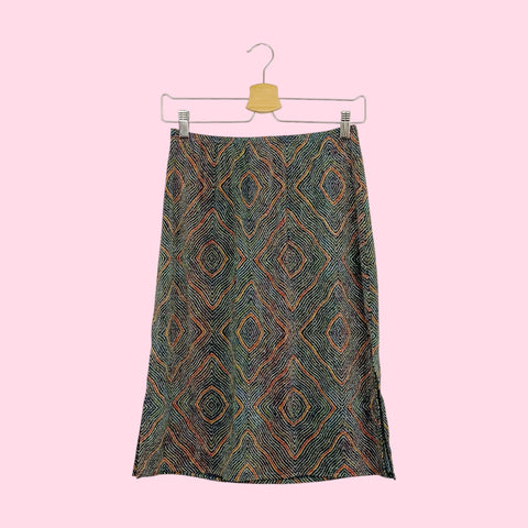 METALLIC PSYCHEDELIC MIDI SKIRT (M)