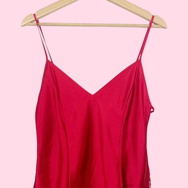 RED LACE UP SIDE SLIP DRESS (M)