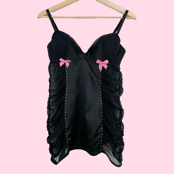 VICTORIA'S SECRET BLACK RHINESTONE BABYDOLL (36C)