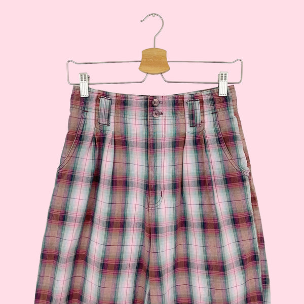 PLAID PLEATED COTTON TROUSERS (26)