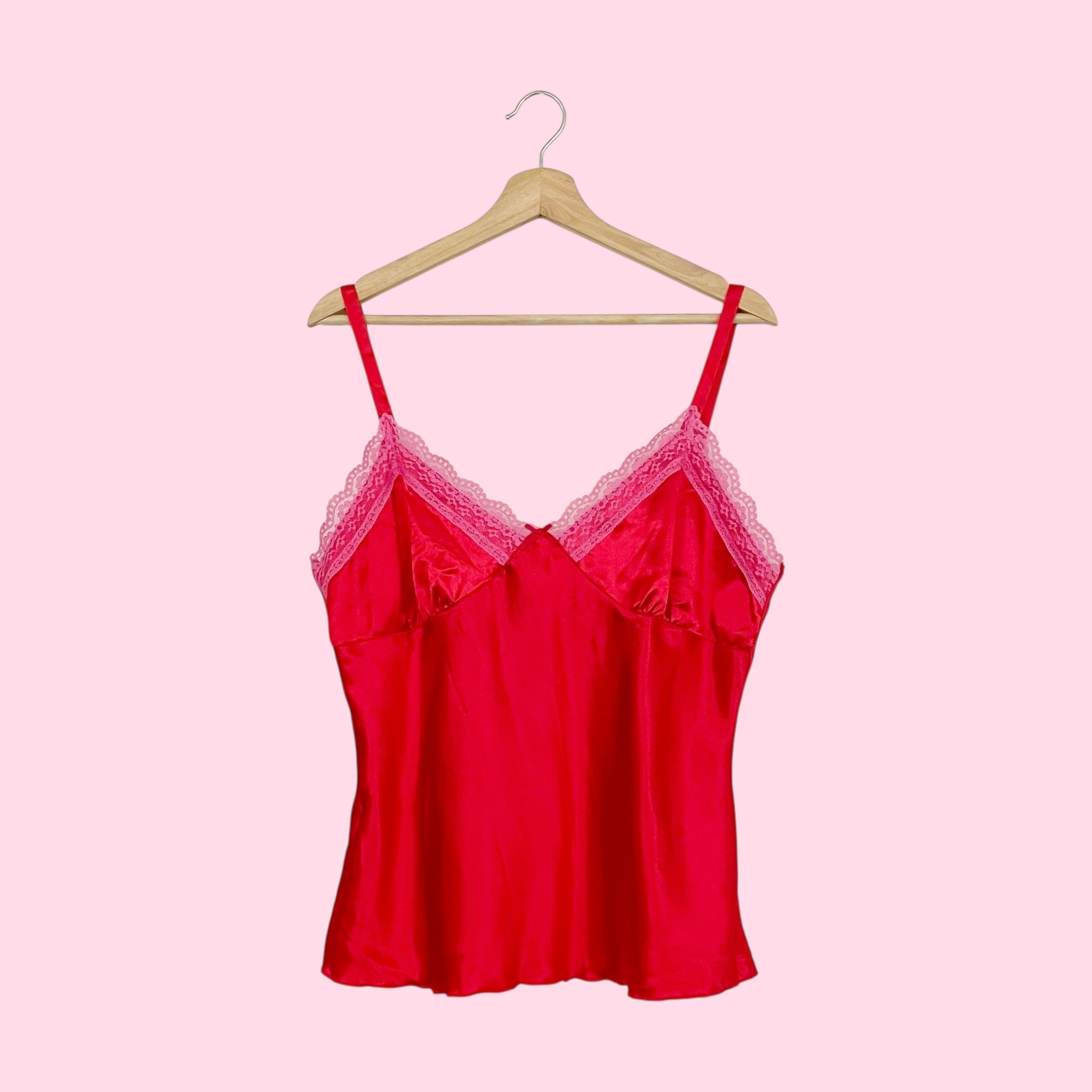 RED + PINK SATIN CAMI (L)
