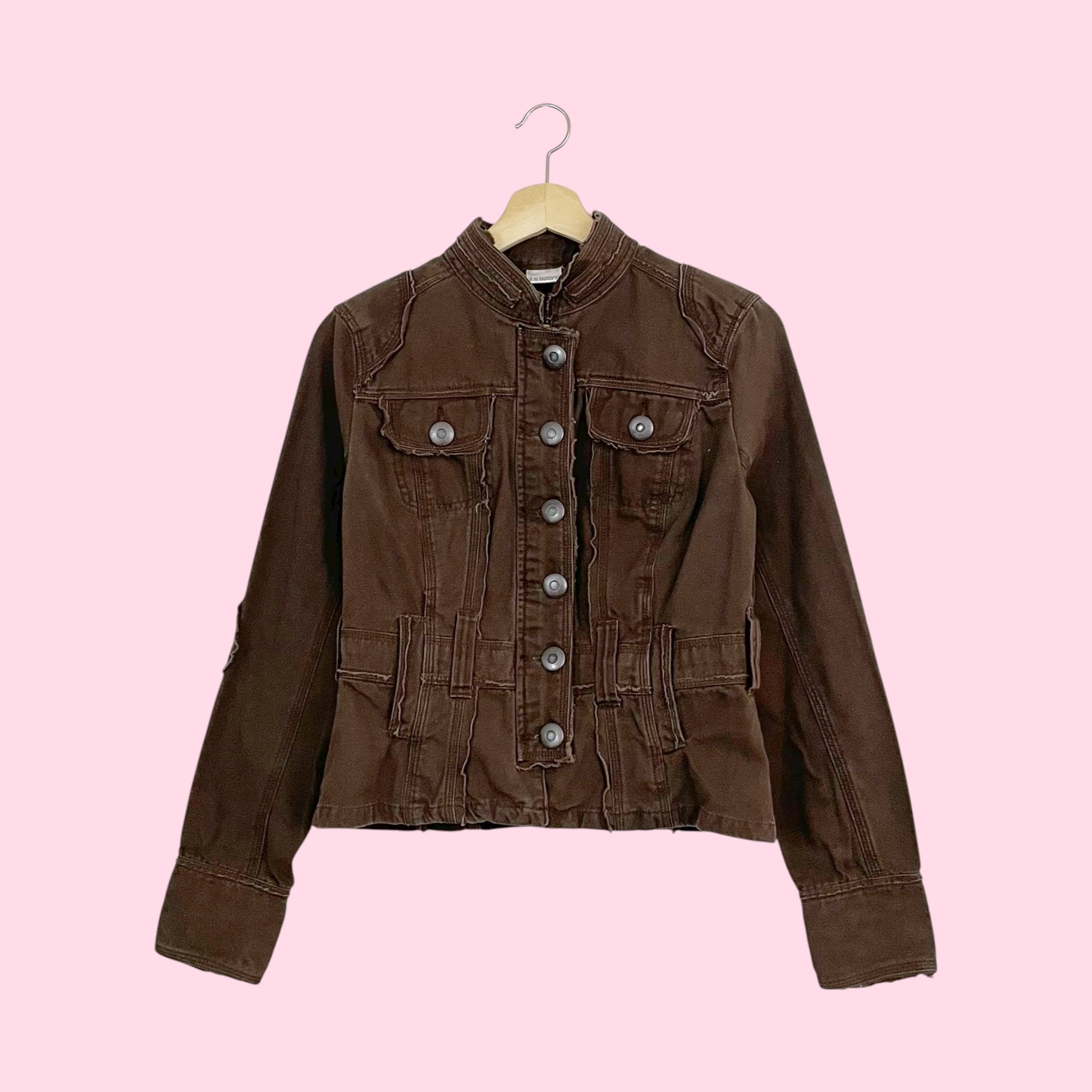 Y2K BROWN UTILITY JACKET (S/M)