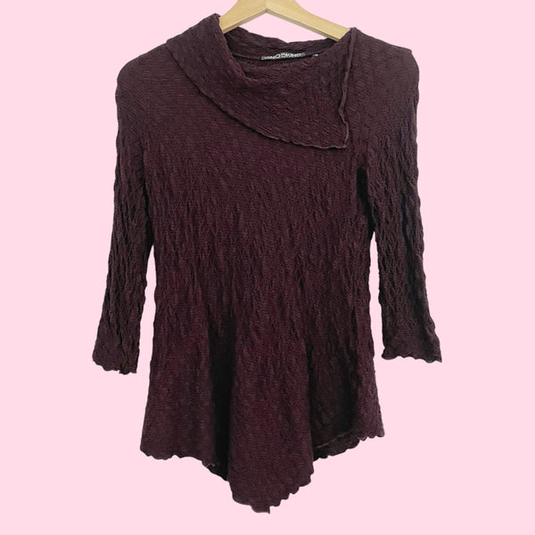 Brown Textured Asymmetrical Top (L)