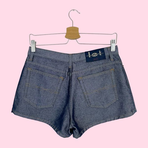 LEI METALLIC DARK DENIM SHORTS (7)