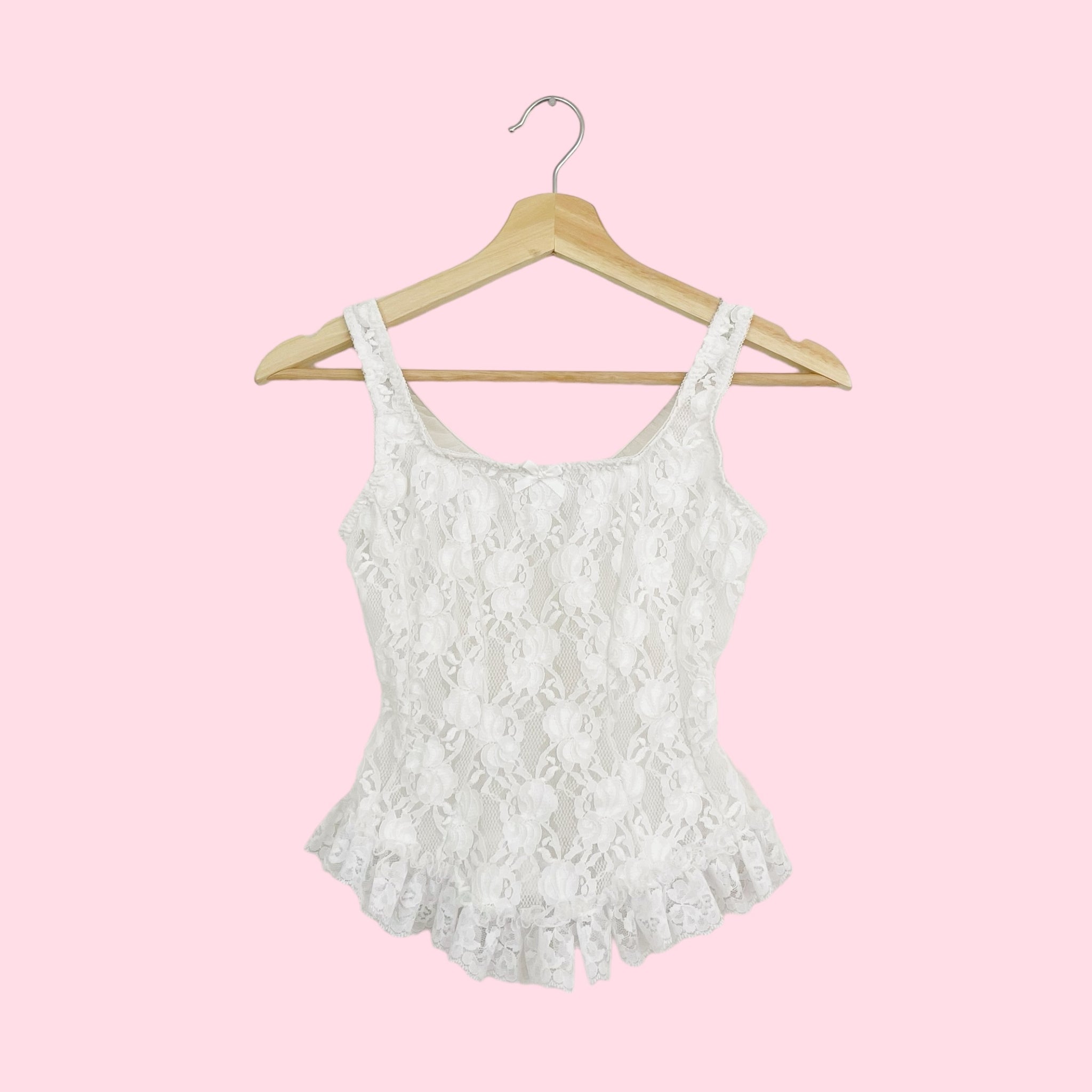 WHITE SHEER LACE TANK (S)