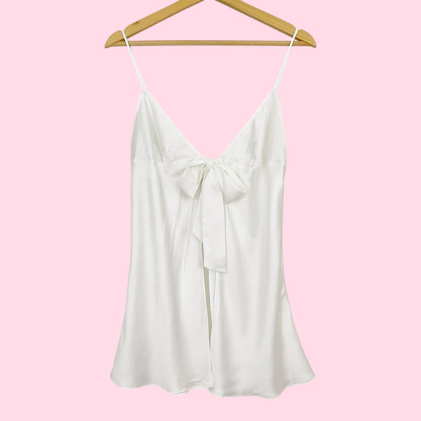 VICTORIA'S SECRET WHITE OPEN TIE FRONT BABYDOLL (M)