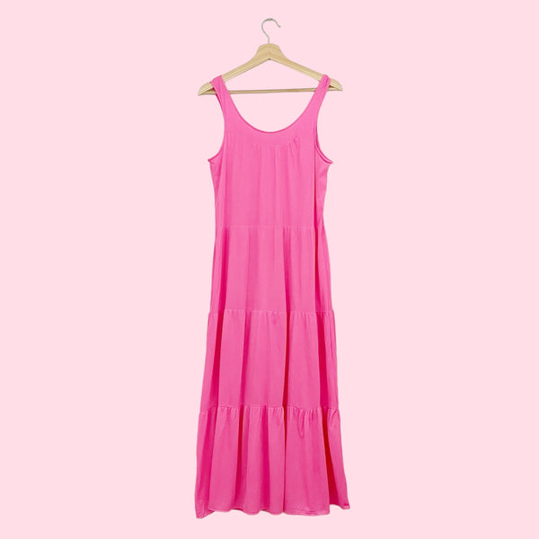 PINK NYLON TIERED NIGHTGOWN (M)