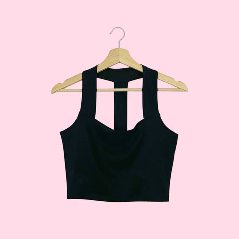 BLACK SLINKY CROPPED TANK (L)