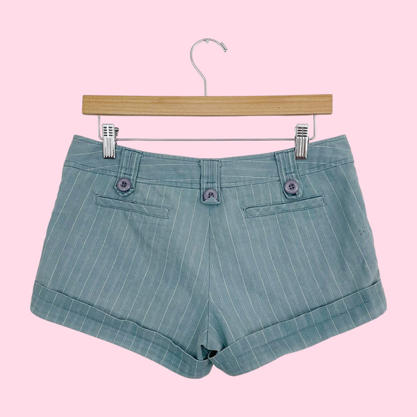 Y2K Blue Pinstripe Low Rise Shorts (S/M)
