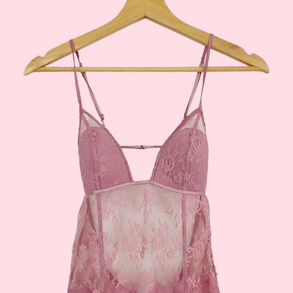 VICTORIA'S SECRET PINK LACE BABYDOLL (S)