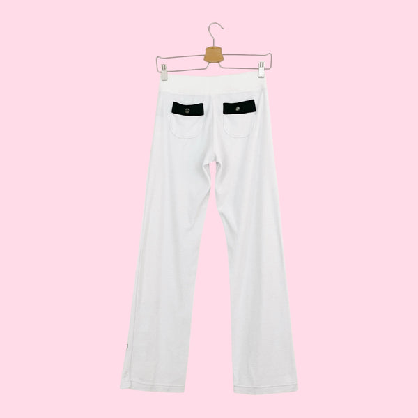 BCBG WHITE TERRY CLOTH TRACK PANTS (S)