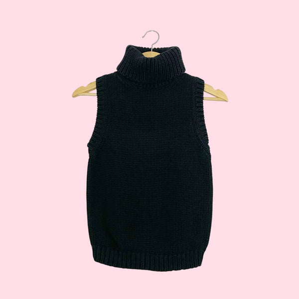 Ralph Lauren Black Sleeveless Knit Turtleneck (S)