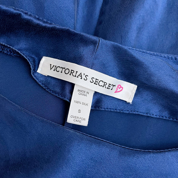 VICTORIA'S SECRET BLUE SILK SLIP DRESS (S)