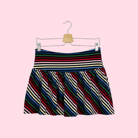 RAINBOW STRIPED MINI SKIRT (M)