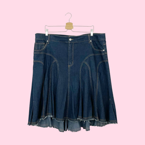 DENIM PANELED MIDI SKIRT (2X)