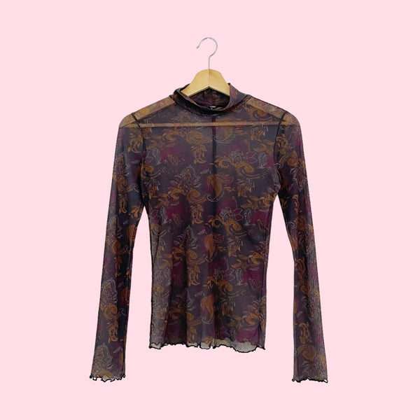 PAISLEY PRINT MESH TOP (M)