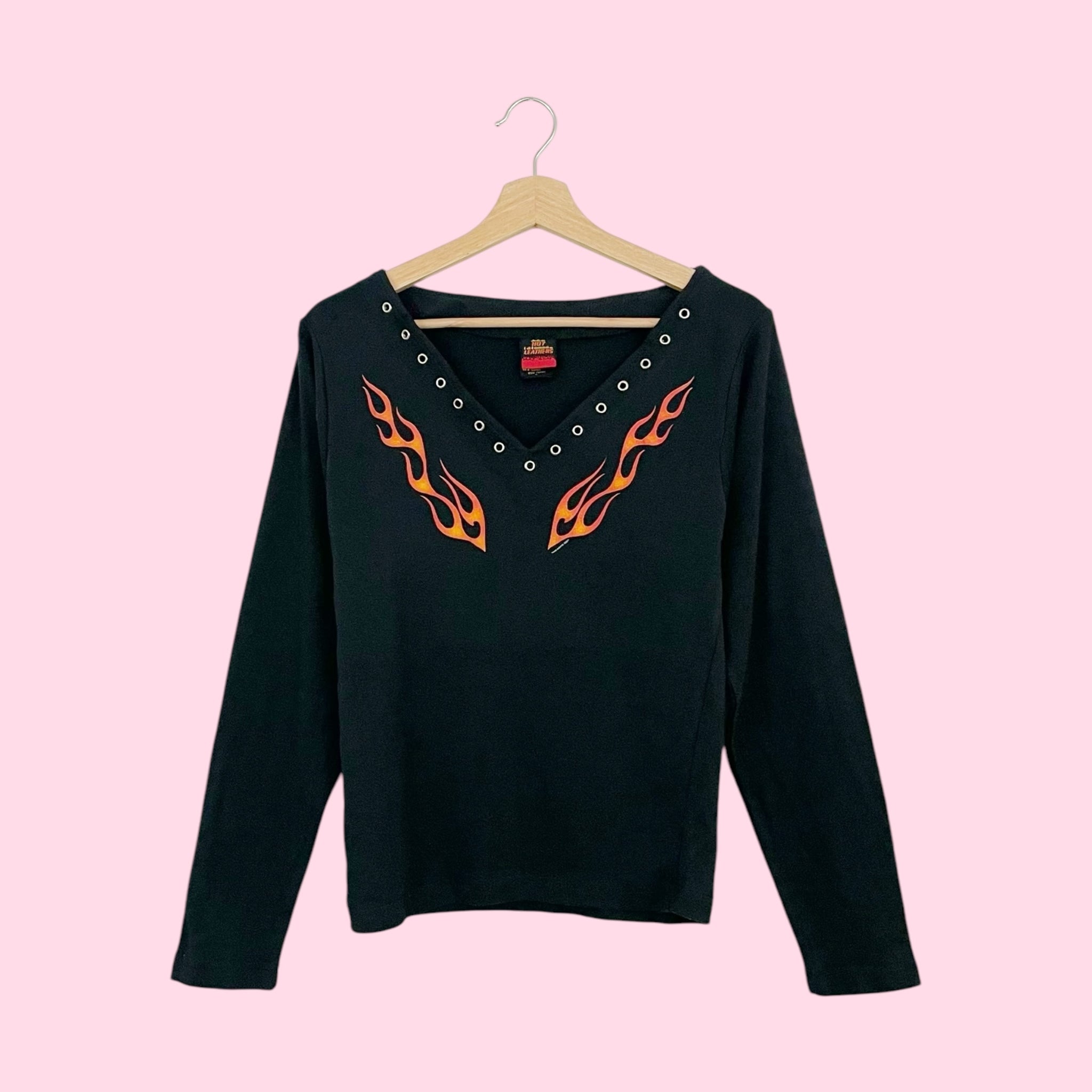 BLACK FLAME LONG SLEEVE T-SHIRT (L)
