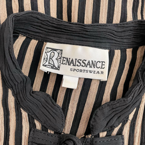 BLACK + TAN STRIPED BLOUSE (M)
