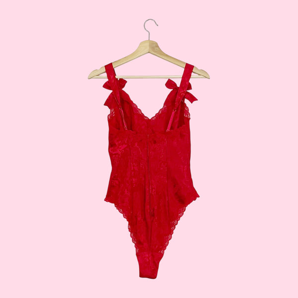 VICTORIA'S SECRET GOLD LABEL RED TEDDY BODYSUIT (S)
