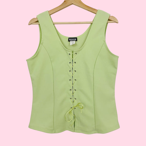 LIME GREEN LACE UP TANK (XL)