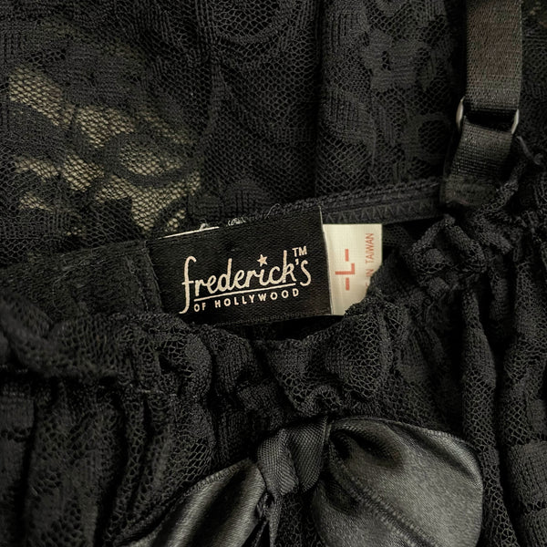 Frederick's Black Lace Babydoll w/ Sequins (L)