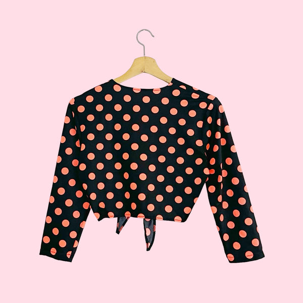 POLKA DOT TIE FRONT CROP TOP (M/L)