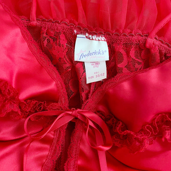 FREDERICK'S RED TIE FRONT LINGERIE DRESS (M)