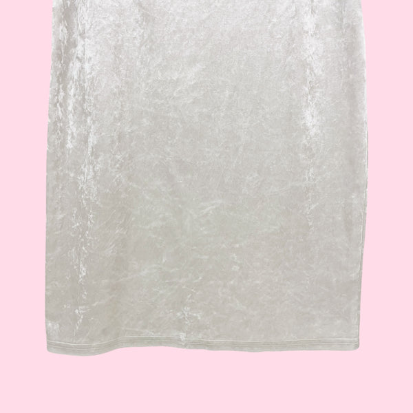 WHITE VELVET MAXI SKIRT (M)