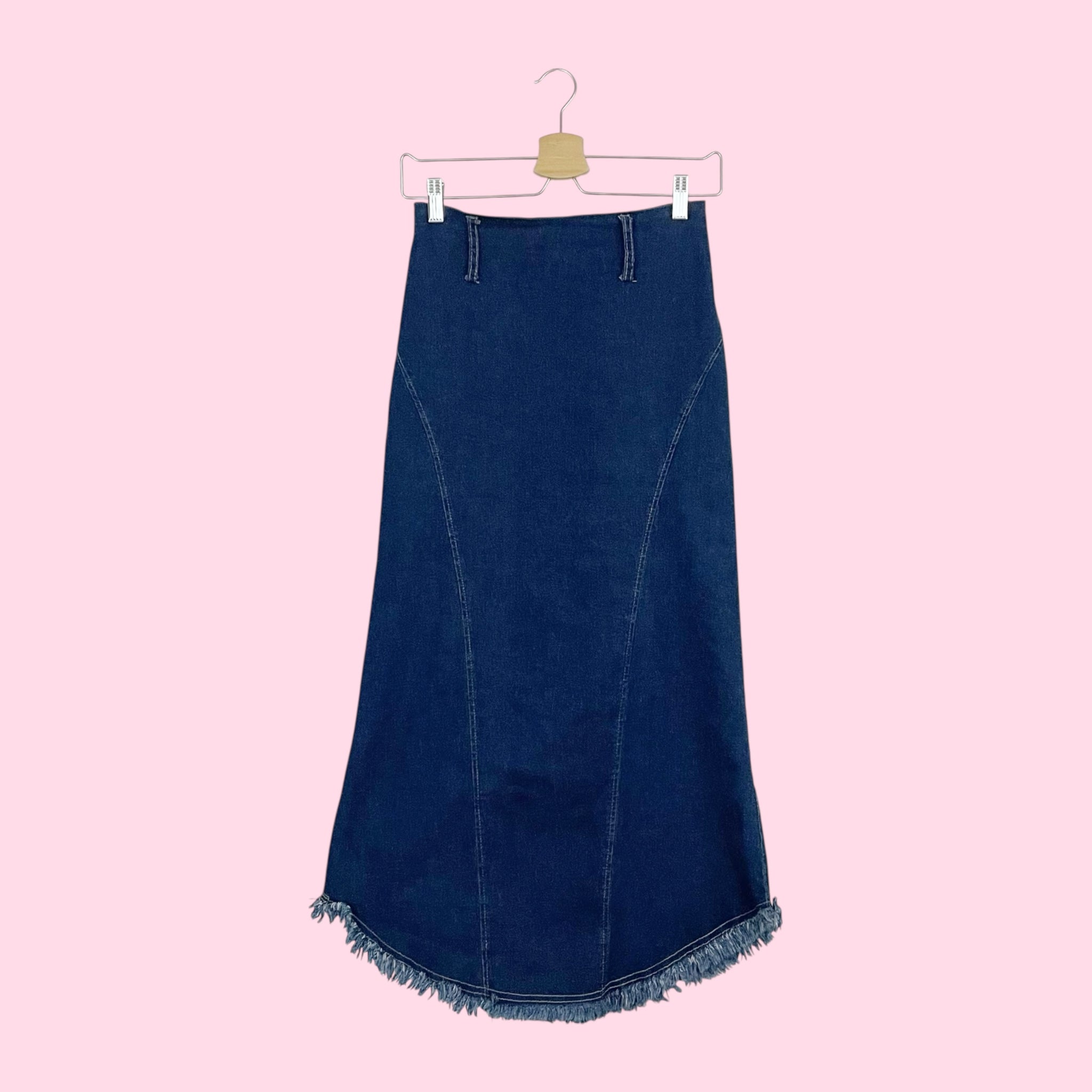DARK STRETCH DENIM MAXI SKIRT (S)