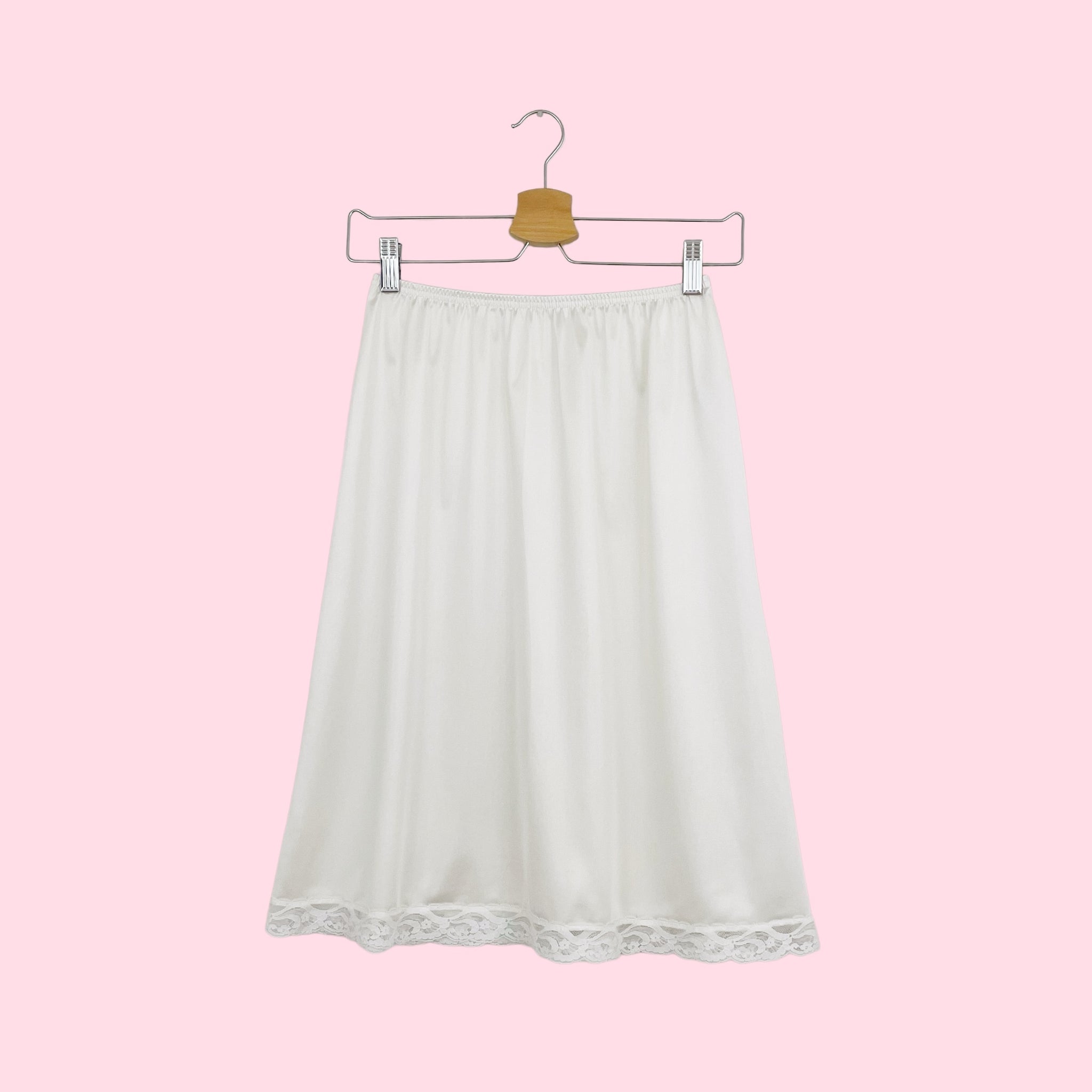 WHITE NYLON SLIP SKIRT (S)