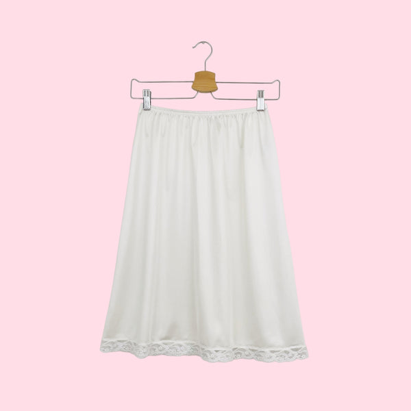 WHITE NYLON SLIP SKIRT (S)