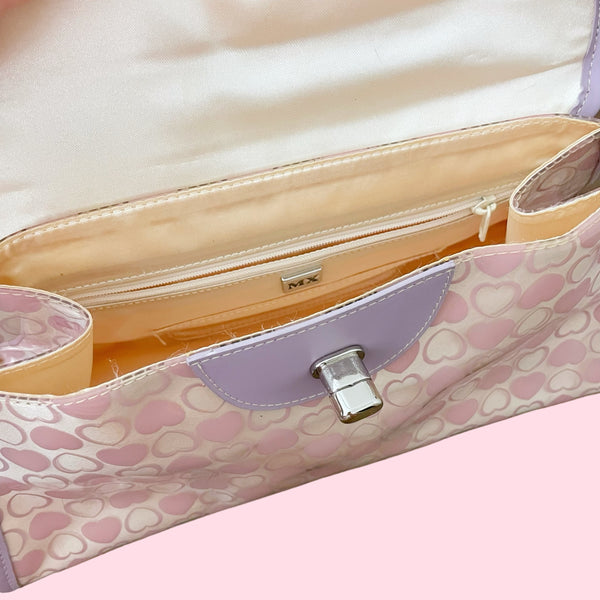 PASTEL HEART PRINT VINYL PURSE