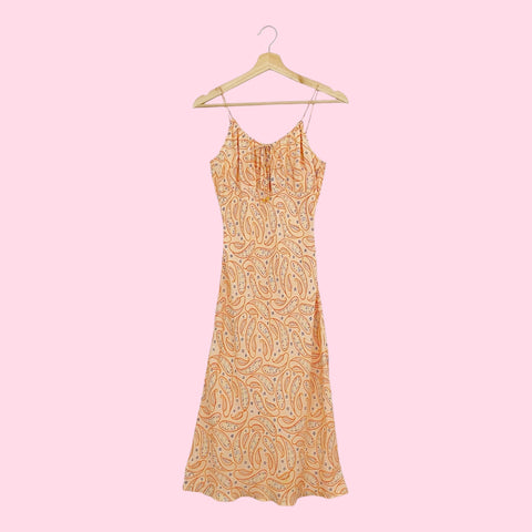 PEACH PAISLEY MILKMAID MAXI DRESS (S)