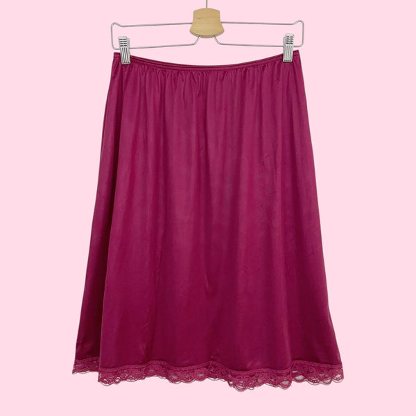 80S BURGUNDY SLIP SKIRT (L)