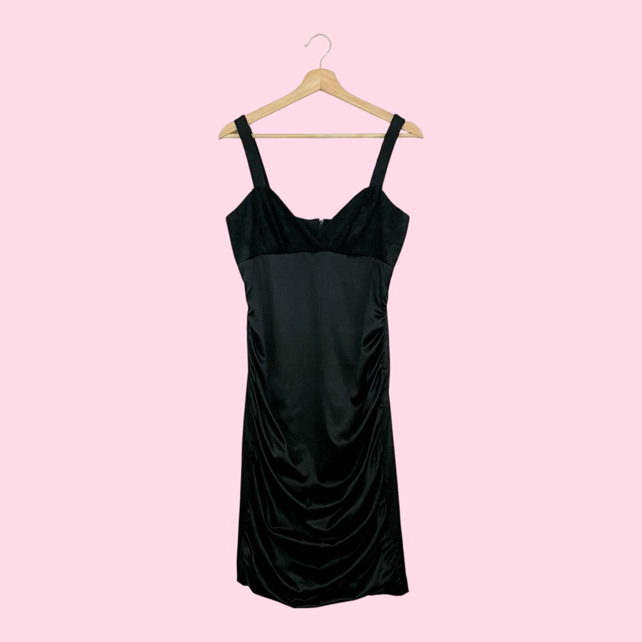 BETSEY JOHNSON EVENING BLACK RUCHED MIDI DRESS (6)