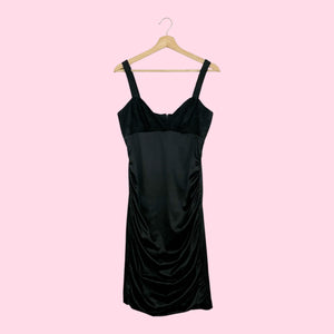 BETSEY JOHNSON EVENING BLACK RUCHED MIDI DRESS (6)