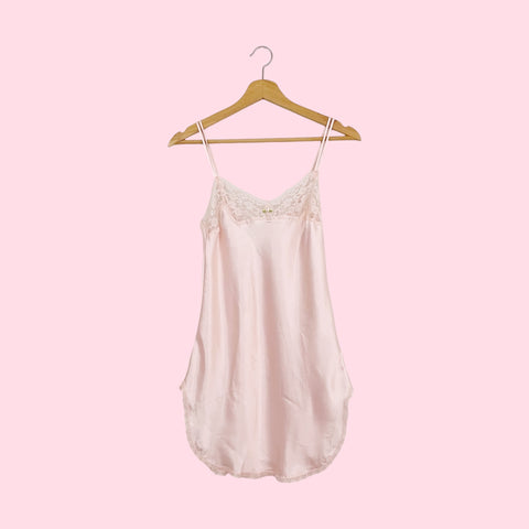 80S VICTORIA'S SECRET PINK SLIP DRESS (XS)