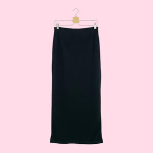BLACK MAXI SKIRT W/ HIGH SIDE SLITS (M)