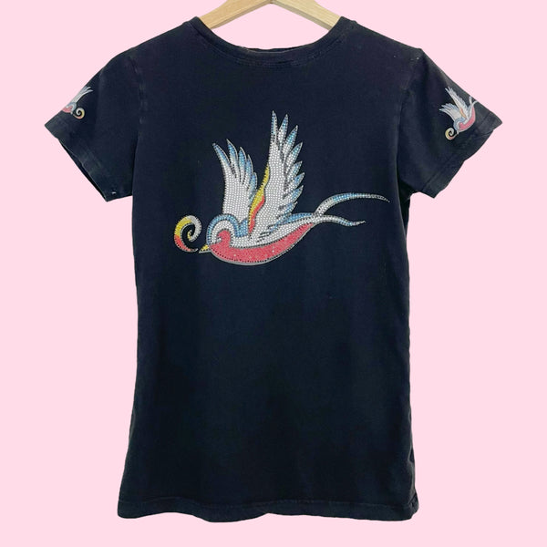 LA CULTURE RHINESTONE SWALLOW T SHIRT (M)